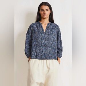 Apiece Apart Marit shirred cotton blouse long sleeve S